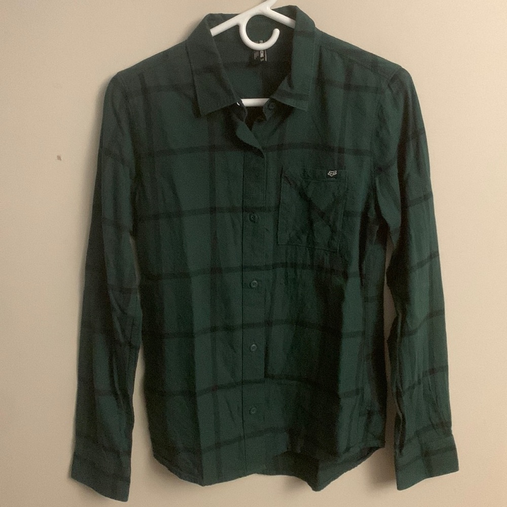 Pine Green Plaid Button Up Long Sleeve